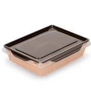 Контейнер салатник 500мл 164х115х45мм OSQ OpSalad BE крафт внутри черн ламин (крышка 460088) 50/600