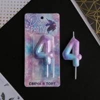 Свеча для торта Disco Party Цифра 4 1/600
