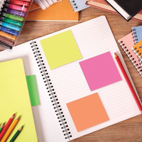 Блок самоклеящийся 76х76мм 400л 5цветов неон BRAUBERG 1/12/96