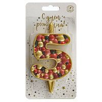 Свеча для торта Пузыри золото Цифра 5 1/20