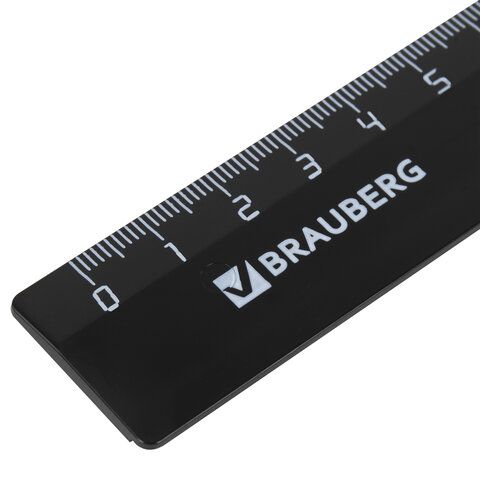 Линейка 20см пластиковая непрозрачная черная BRAUBERG 1/20/100