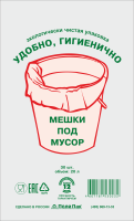 Мешок для мусора 20л ПНД (27+18х59)-12 цвет в ассорт (30шт) Поли Пак 1/70