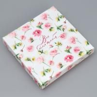 Подарочная коробка 20х20х5см Цветочная нежность 1/85