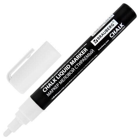 Маркер меловой белый 3мм стираемый BRAUBERG CHALK 1/10 (Клиент)
