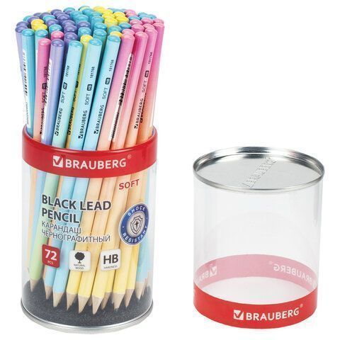 Карандаш ч/гр НВ корпус ассорти BRAUBERG SOFT PASTEL 1/72