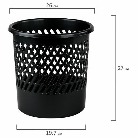 Корзина для бумаг 11л сетчатая черная STAFF Basic 1/20
