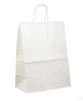 Пакет бумажный крафт белый с кручеными ручками 260х150х350  200/200