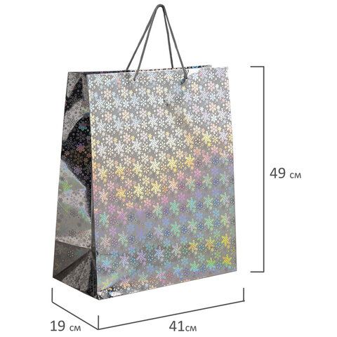 НГ Пакет подарочный бумажный (41х49х19) ГОЛОГРАФИЯ ассорти 1/12/72