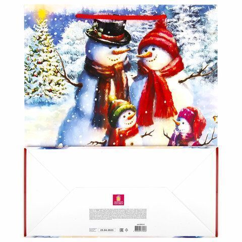 НГ Пакет подарочный бумажный (26х32х13) глиттер Snowman 1/12/96