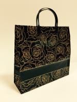 Пакет с пластмассовыми ручками (33х30+10) Золотые розы средн 10/50 Пакет с пластмассовыми ручками (33х30+10) Золотые розы средн 10/50