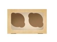 Коробка для капкейков/маффинов с окном 160х100х100мм на 2шт картон ECO MUF 2 DoECO 25/200