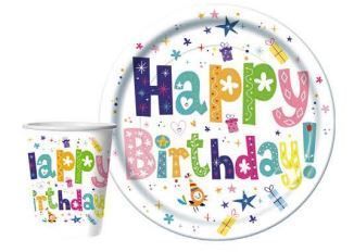 Стакан бумажный 250мл Happy birthday (10шт) 1/48  Стакан бумажный 250мл Happy birthday (10шт) 1/48