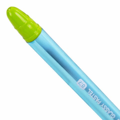 Ручка шариковая синяя масляная ассорти BRAUBERG GLASSY 1/12