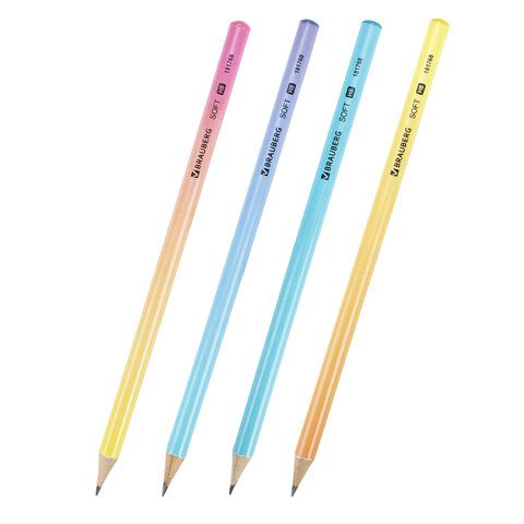 Карандаш ч/гр НВ корпус ассорти BRAUBERG SOFT PASTEL 1/72