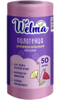 Салфетки вискозные рулон (25х35) WELMA универсальные розовые (50шт) 1/12