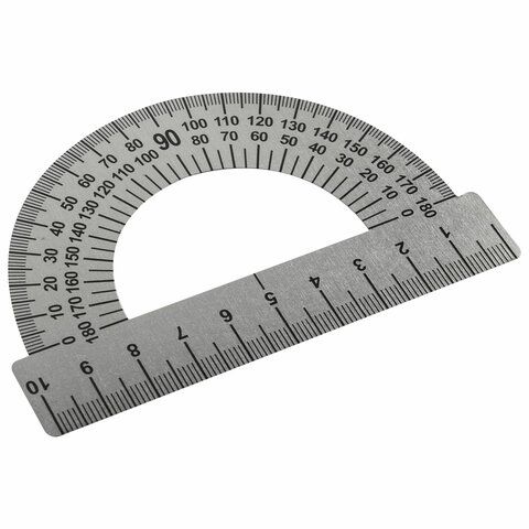 Транспортир 10см 180 градусов металлический ПИФАГОР 1/100/3000