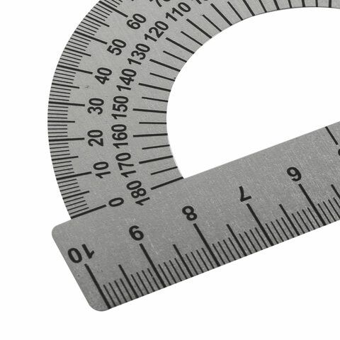 Транспортир 10см 180 градусов металлический ПИФАГОР 1/100/3000