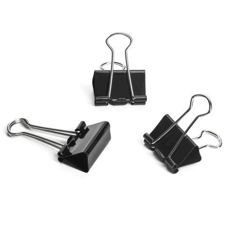 Зажимы для бумаг 25мм на 100л (12шт) черные в картонной коробке Staff 1/12