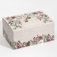 НГ Подарочная коробка 22х15х10 складная Новогодняя акварель 1/1