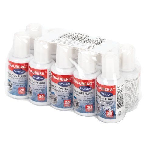 Корректирующая жидкость штрих 20мл флакон с губкой, спирт., ярко-бел Premium BRAUBERG 1/1