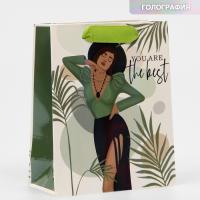 Пакет подарочный бумажный (12х15х5,5) ламинир голография Ты лучшая 1/500