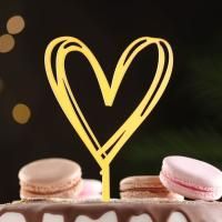 Топпер для торта Сердце золотой 1/1