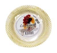 Тарелка пластиковая d-230 белая с золотой волной Royal Party (12шт) 1/20