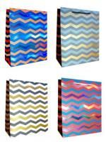 НГ Пакет подарочный бумажный (26х32х12) люкс Цветной зигзаг 1/12