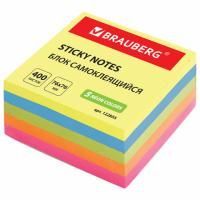 Блок самоклеящийся 76х76мм 400л 5цветов неон BRAUBERG 1/12/96