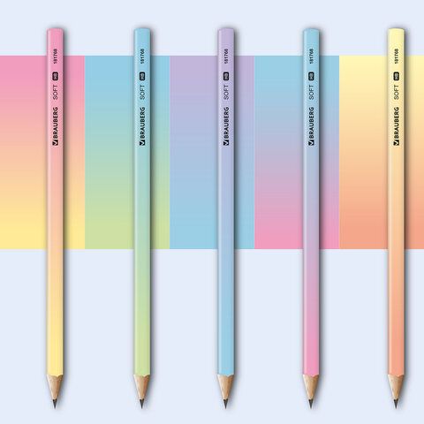 Карандаш ч/гр НВ корпус ассорти BRAUBERG SOFT PASTEL 1/72