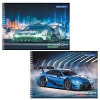 Альбом для рисования А4 24л гребень обложка картон BRAUBERG Спорткар 1/10/40