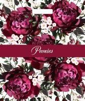 Пакет с вырубной ручкой (38х45)-60 Бордовые пионы Тико 50/500  Пакет с вырубной ручкой (38х45)-60 Бордовые пионы Тико 50/500