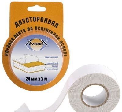 Клейкая лента 2-стор вспененная 24х2 блистер Aviora 1/30/180 Клейкая лента 2-стор вспененная 24х2 блистер Aviora 1/30/180
