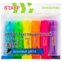 Текстмаркеры НАБОР 6шт 1-5мм неоновые STAFF EVERYDAY 1/12/144