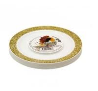 Тарелка пластиковая d-190 Compliment белая с золотой ажурной каймой (6шт) 1/20