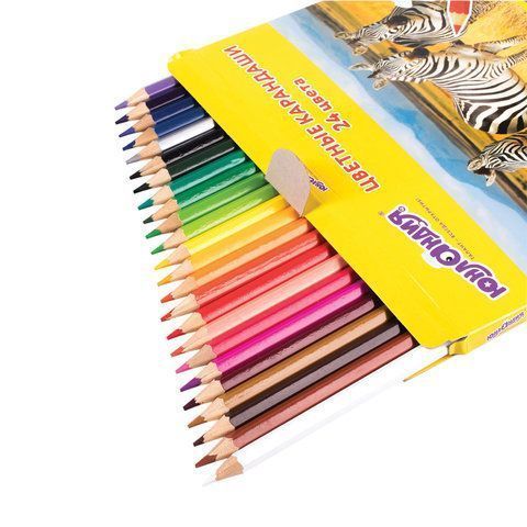 Карандаши цветные 24цв классические заточенные ЮНЛАНДИЯ МИР ЖИВОТНЫХ 1/6 (клиент)