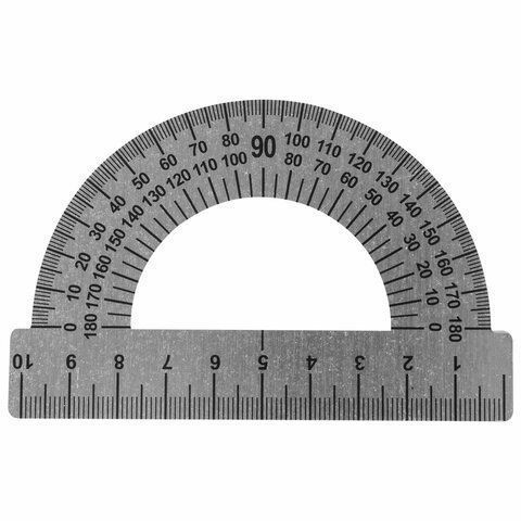 Транспортир 10см 180 градусов металлический ПИФАГОР 1/100/3000