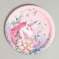 Тарелка картон с рисунком d-180 Единорожка 10/10 Тарелка картон с рисунком d-180 Единорожка 10/10