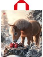 НГ Пакет с петлевой ручкой (38х43,5)-35 Пони с яблоками 50/500