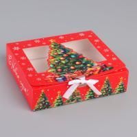 НГ Подарочная коробка 20х18х5см Елка с подарками 1/325